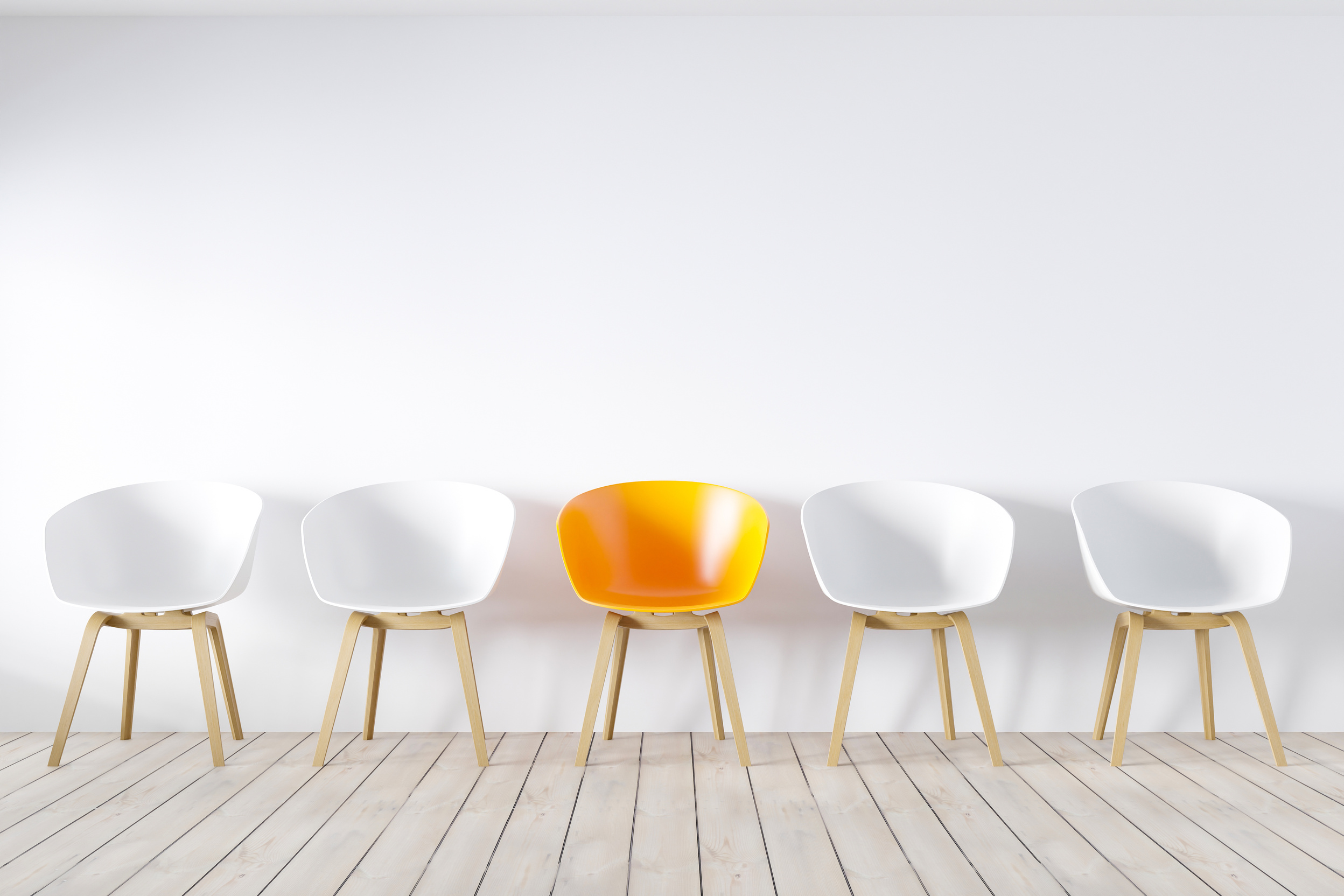 Row of chairs with one odd one out. Job opportunity. Business leadership. recruitment concept.